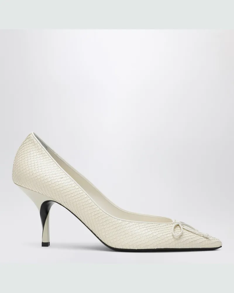 Jacquemus Elfenbeinfarbene Tourni-Pumps aus geprägtem Python-Effekt-Leder White