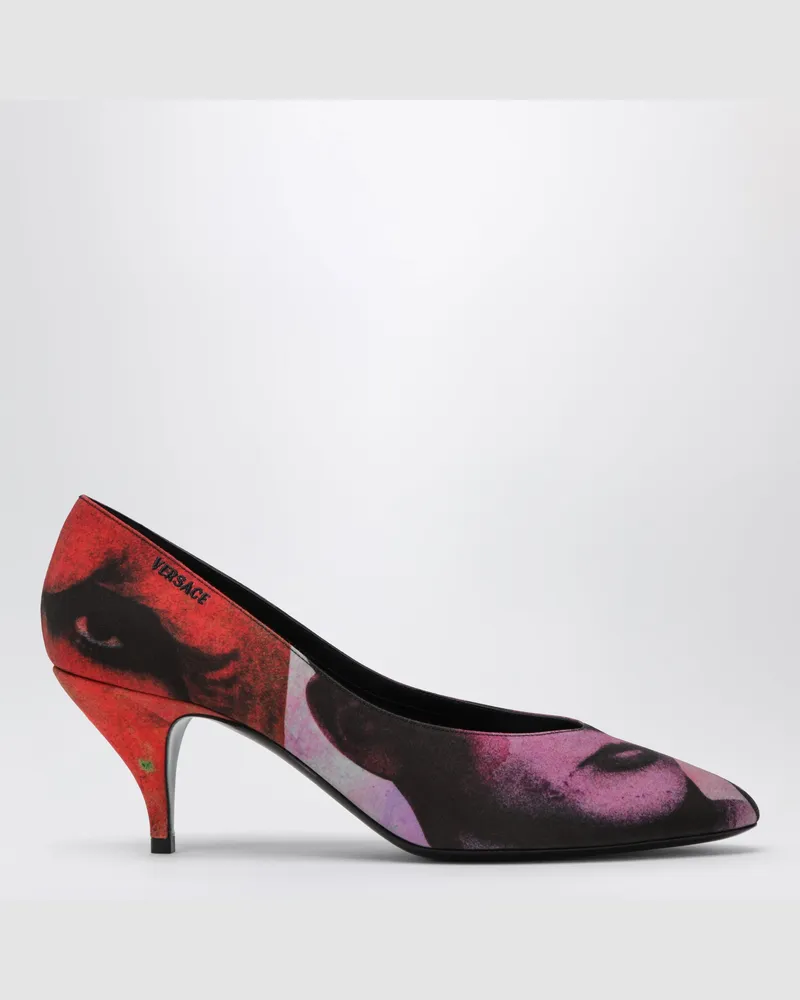 Versace Tina Pumps aus Seidenfaille mit The Party-Print Multicolor