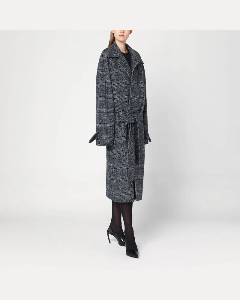 Balenciaga Raglan One Layer Mantel in Schwarz/Grau kariert 