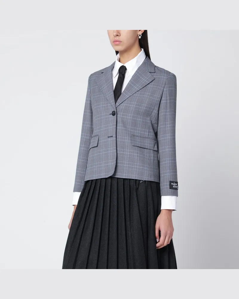 Kitsuné Blauer kariertes Einreiher-Blazer Blau