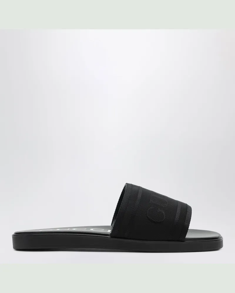 Gucci Schwarze Slides aus Jacquardstoff Black