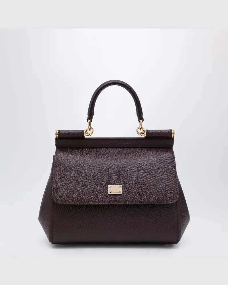 Dolce & Gabbana Mittlere Sicily-Handtasche in Mostfarbe Burgundy