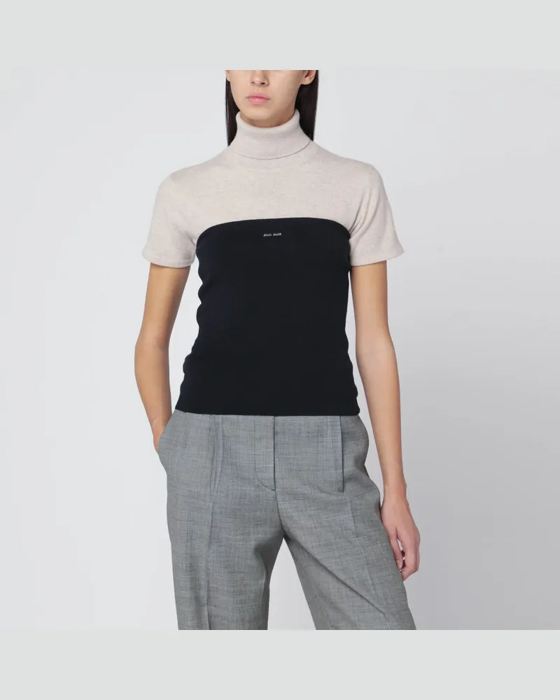 Miu Miu Blaues Baumwolltop mit Logo Mehrfarbig