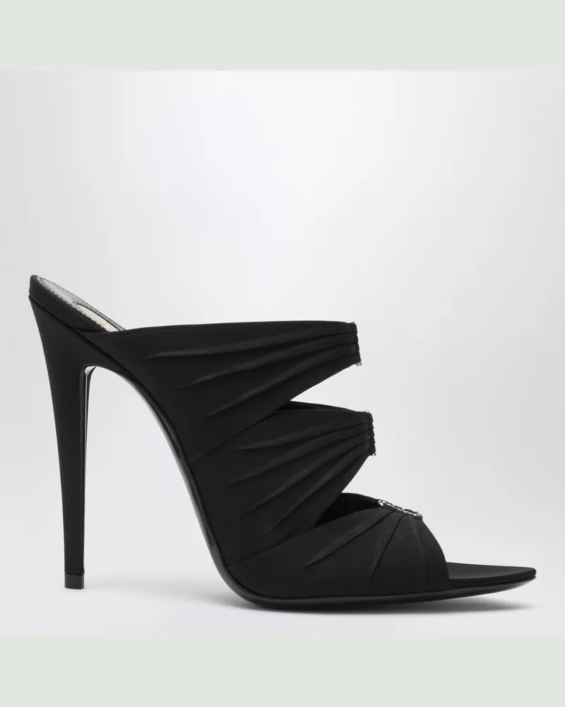 Saint Laurent Schwarze Emilie Mules Aus Crêpe-Satin Black