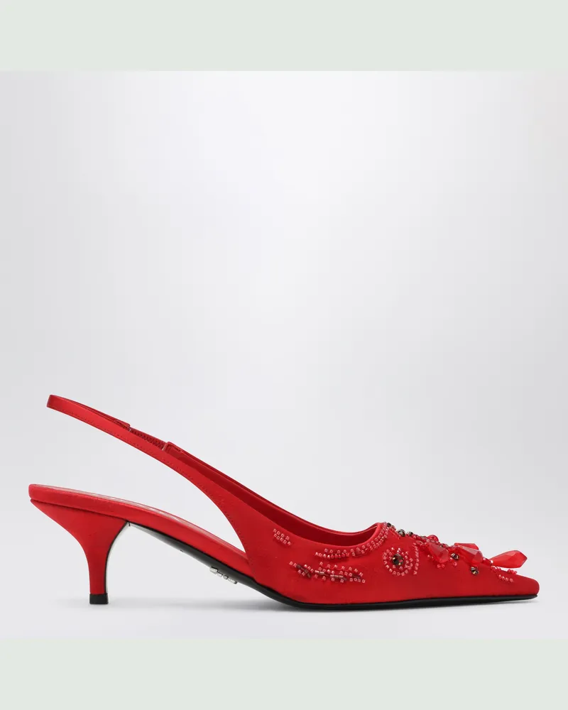 Prada Rote Slingback-Pumps aus Seidenviskose Red