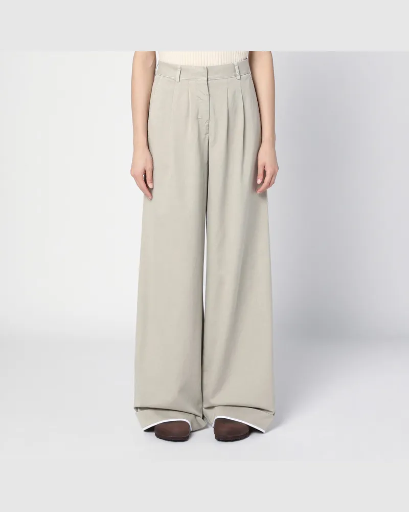 Palm Angels Beigefarbene weite Hose aus Baumwolle Beige