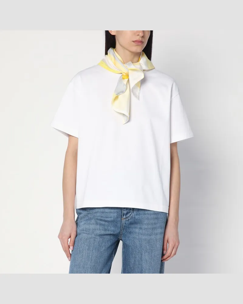 Bottega Veneta Weißes T-Shirt mit Seidenschal Weiß