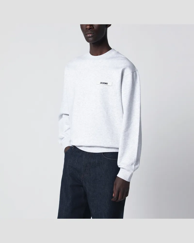 Jacquemus Hellgraues Sweatshirt mit Grosgrain-Logo 