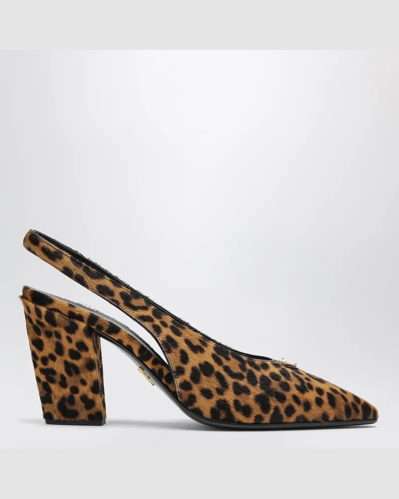 Prada Slingback-Pumps aus Kalbshaar mit Leopardenmuster Beige