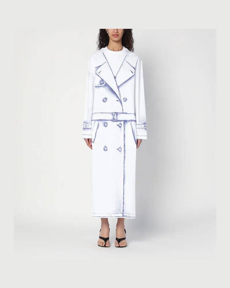 Moschino Trompe L'oeil weißes Kleid aus Baumwolle Weiß