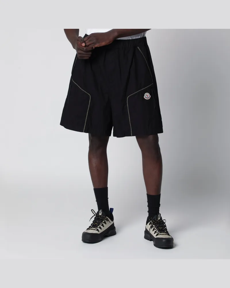Moncler Schwarze Cargo-Shorts aus Baumwollgabardine Black