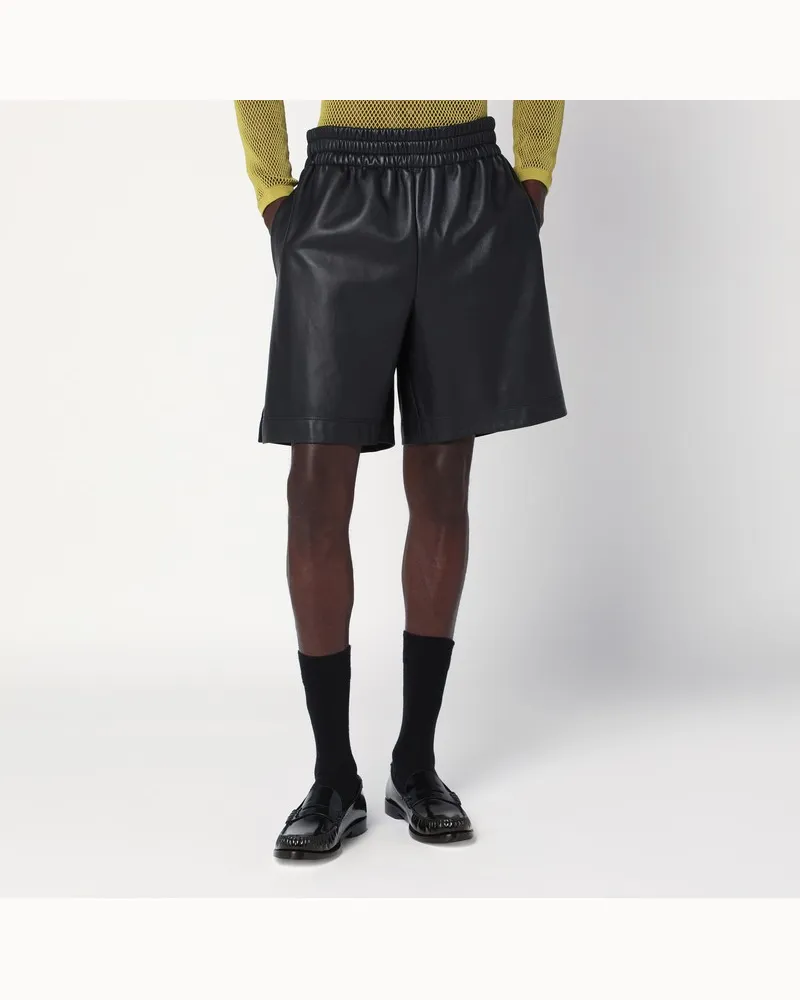 Gucci Schwarze Bermudashorts aus Leder Schwarz
