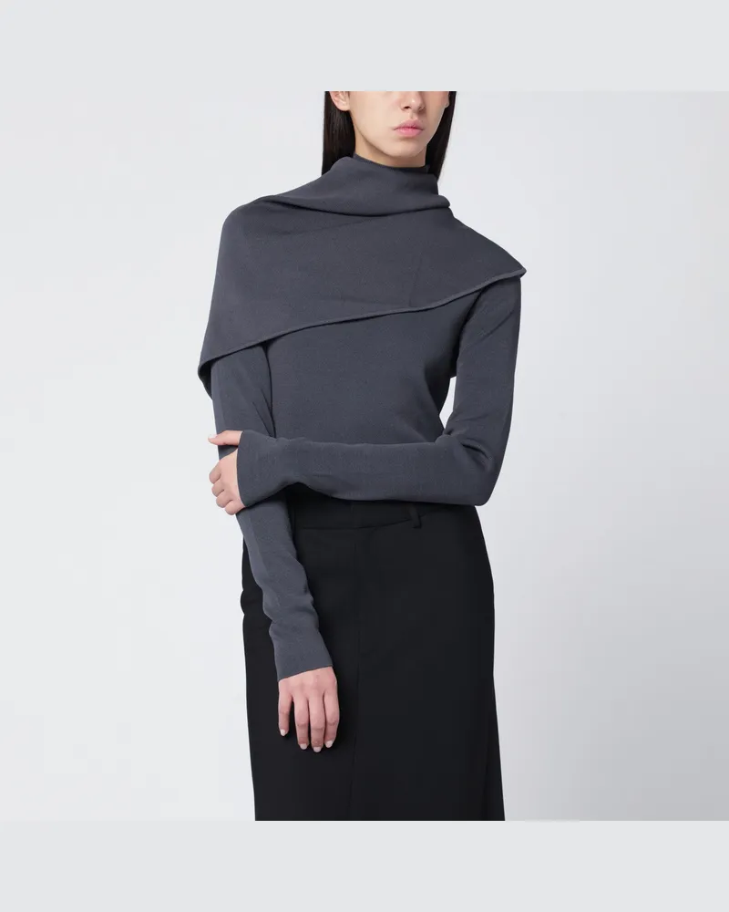 Entire Studios Grauer Rollkragenpullover mit Cape-Detail Grey