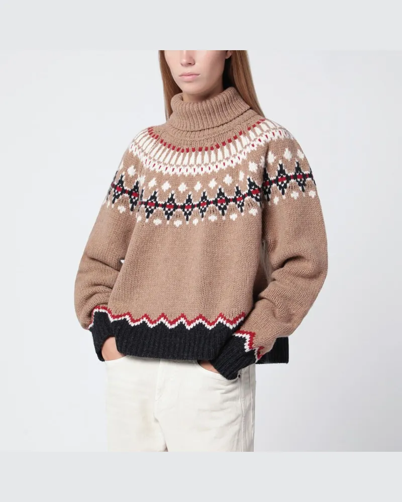 Alanui Beiger Rollkragenpullover mit Fair-Isle-Muster Mehrfarbig
