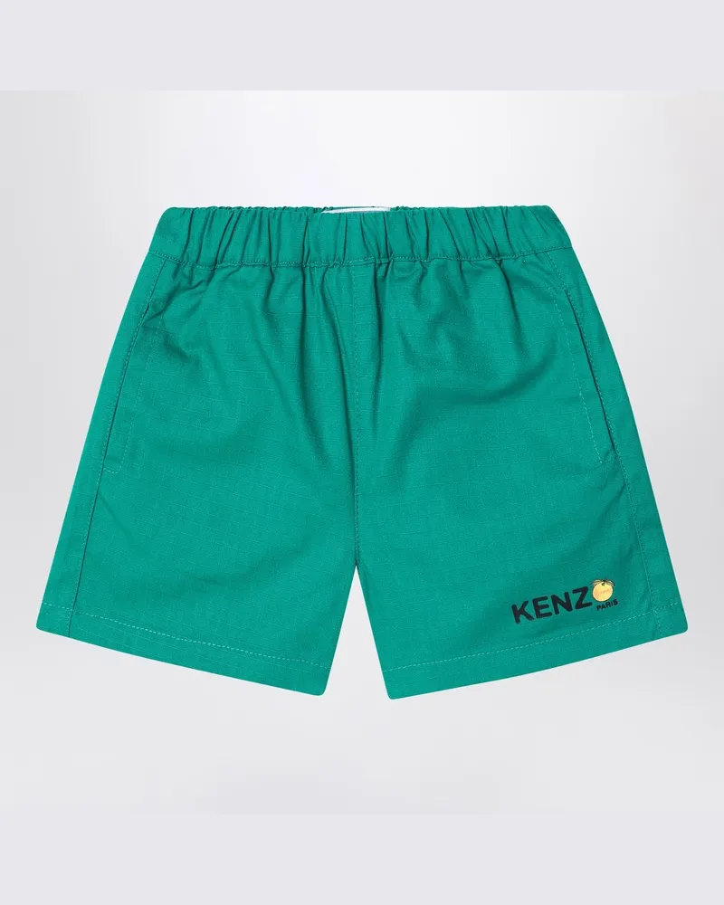 Kenzo Grüne Baumwoll-Shorts mit Logo Grün