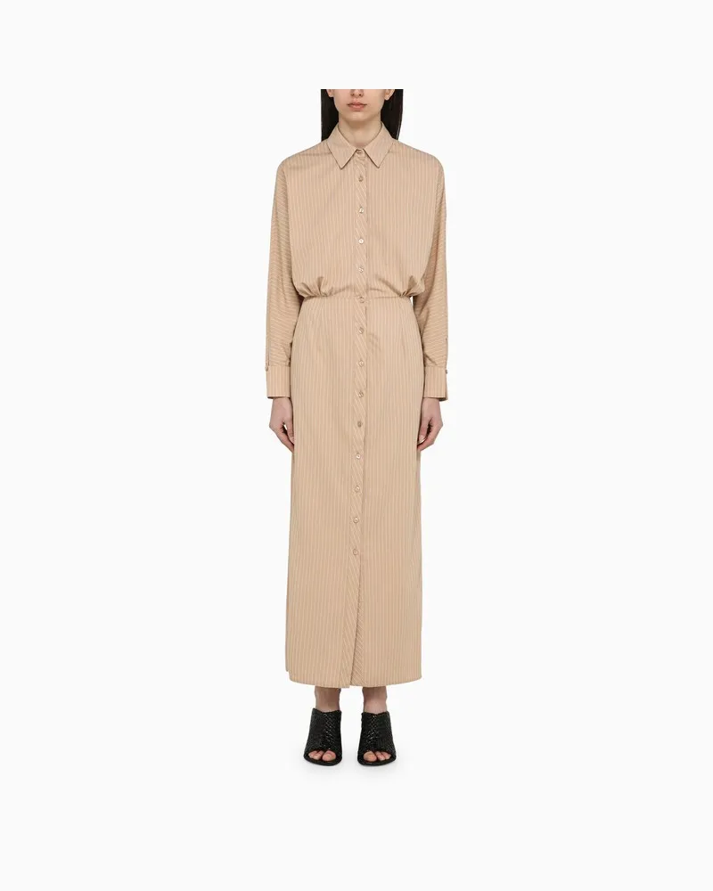 Federica Tosi Wüstenfarbenes Hemdkleid mit Streifen aus Viskosegemisch Braun