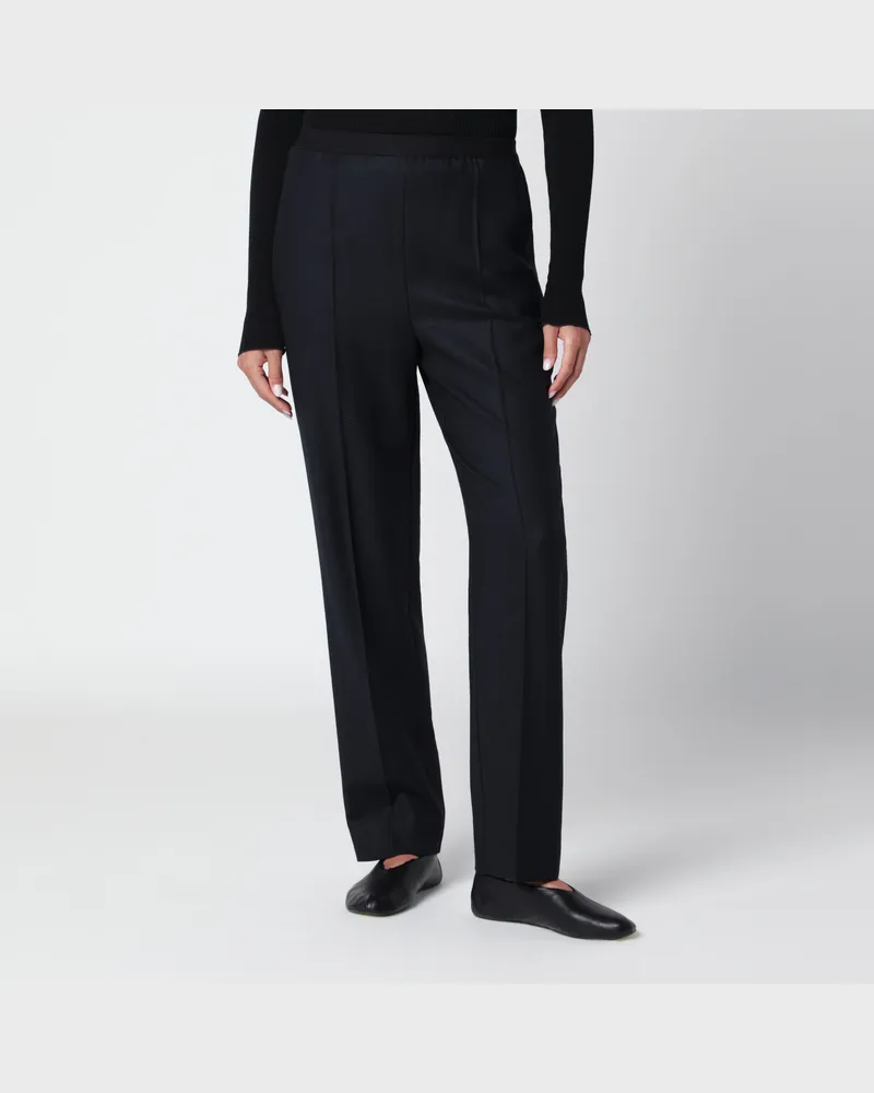 Maison Margiela Gerade geschnittene, marineblaue Hose aus Schurwolle Blue