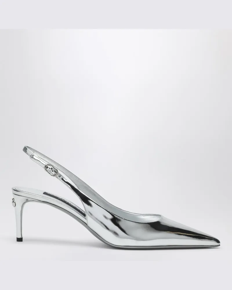 Dolce & Gabbana Slingback-Dekolleté-Schuh aus Leder silber metallic Metallisch