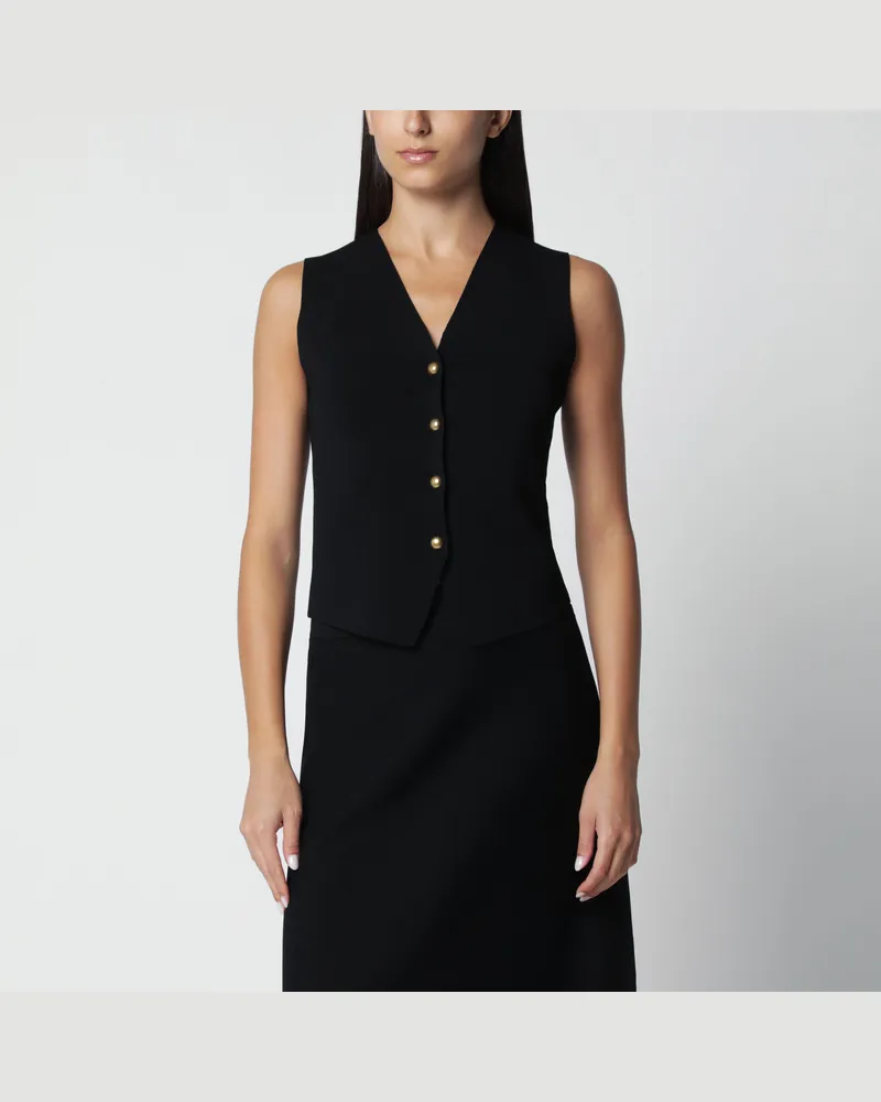 Max Mara Weste aus Viskose-Crêpegarn in Schwarz Black