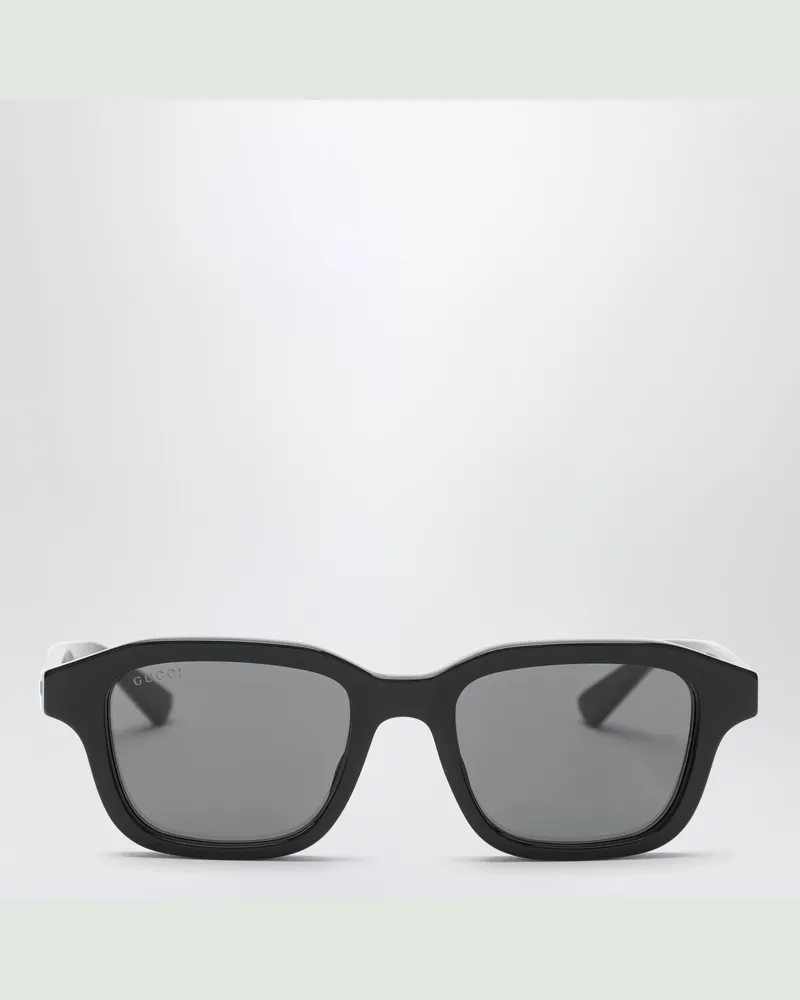 Gucci Rechteckige Sonnenbrille aus schwarzem/blauem Acetat Black