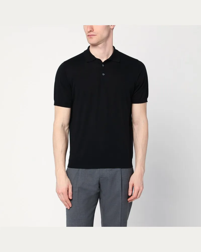 Drumohr  Schwarzes Poloshirt aus Baumwolle Schwarz
