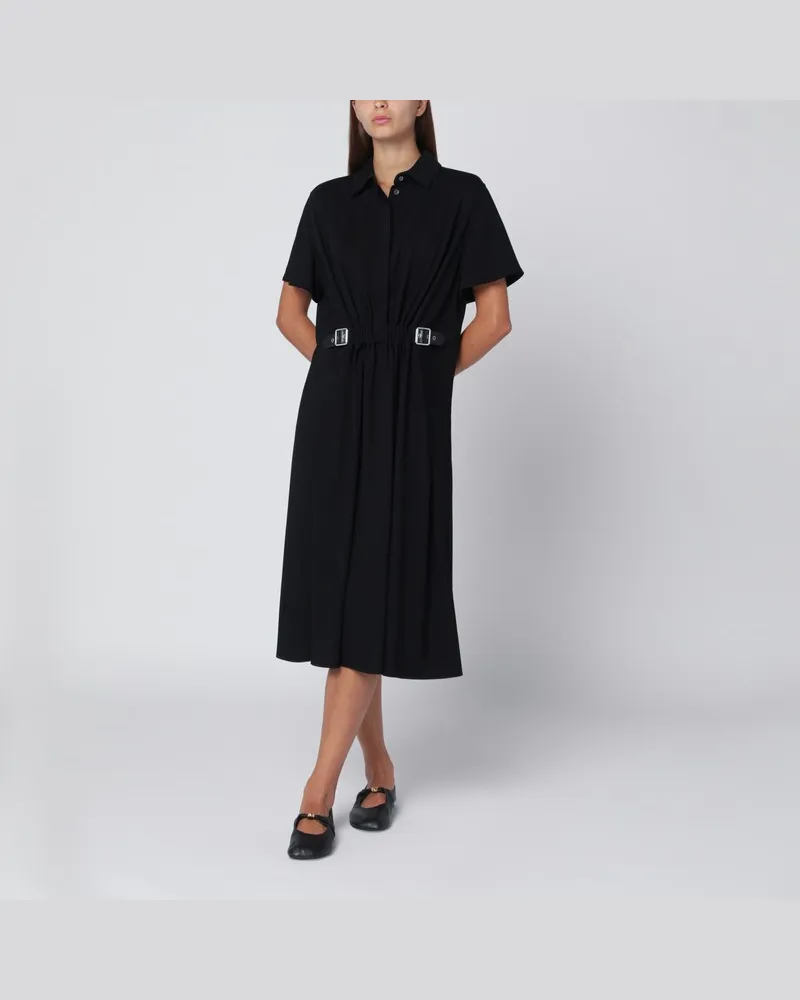 Loewe Schwarzes Kleid aus Stretch-Viskose mit Gürtel Schwarz