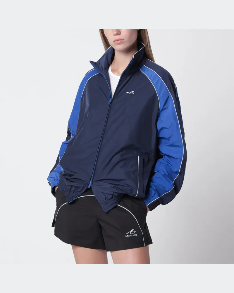 Balenciaga Marineblaue Techwear-Jacke mit Reißverschluss aus Baumwollmischgewebe Blue