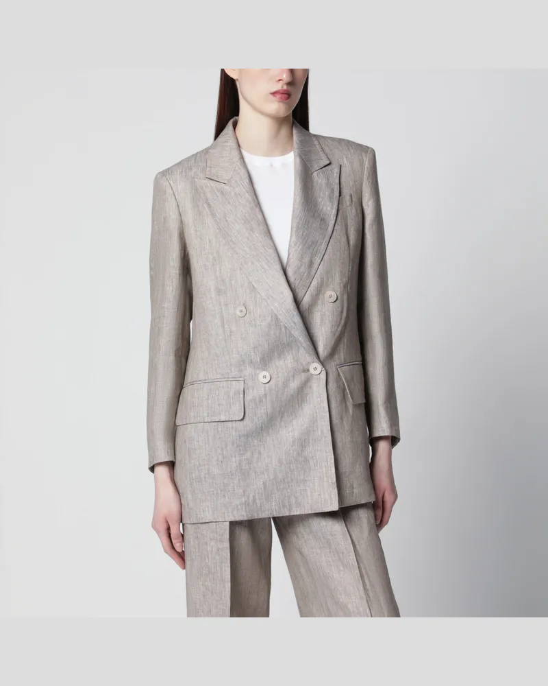 Max Mara Doppelreihiger Blazer Olimpia aus Leinen in Beige Beige