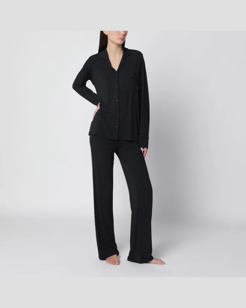 SKIMS Schwarzes zweiteiliges Pyjama-Set aus Stretch-Material Black