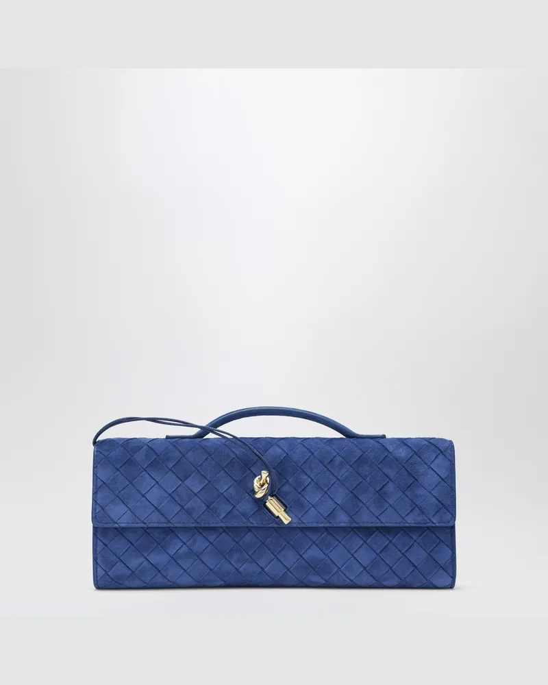 Bottega Veneta Andiamo-Clutch aus Royal-Blue-Veloursleder 