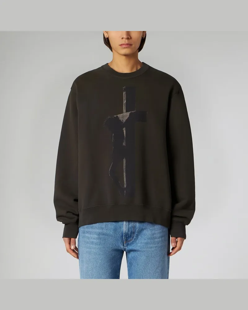 1989 STUDIO Rundhals-Pullover Cross dunkelbraun Braun