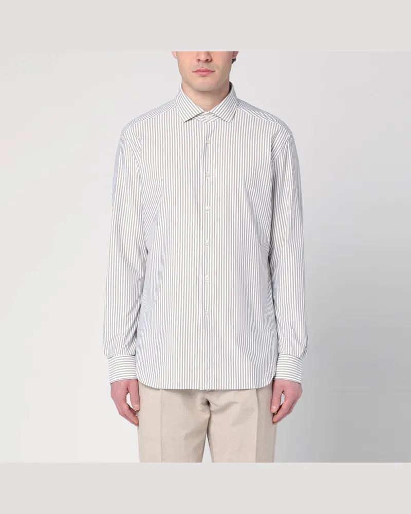 XACUS Weiß/beige gestreiftes Shirt Beige