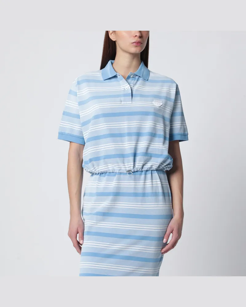 Prada Gecroppter Polo aus hellblau gestreiftem Piqué 