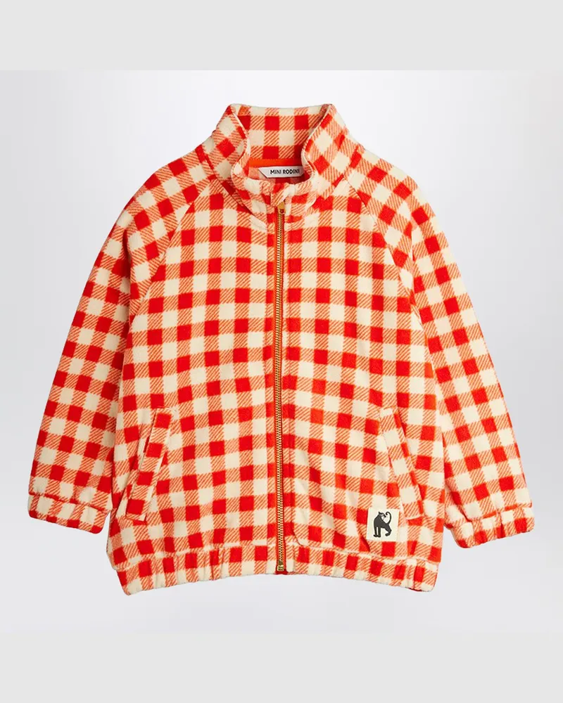 Mini Rodini Rote karierte Fleecejacke mit Reißverschluss Red