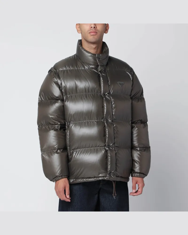 Prada Camouflage Daunenjacke aus Re-Nylon Grün