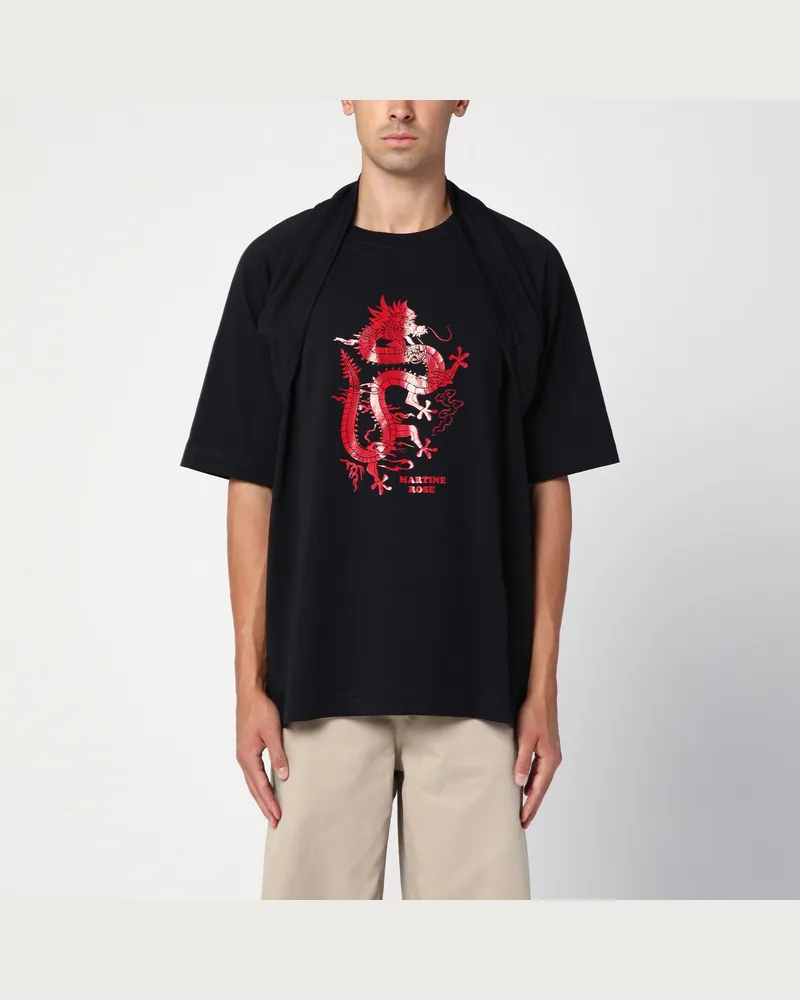 Martine Rose Schwarzes Oversize-T-Shirt Celebration mit Aufdruck Black