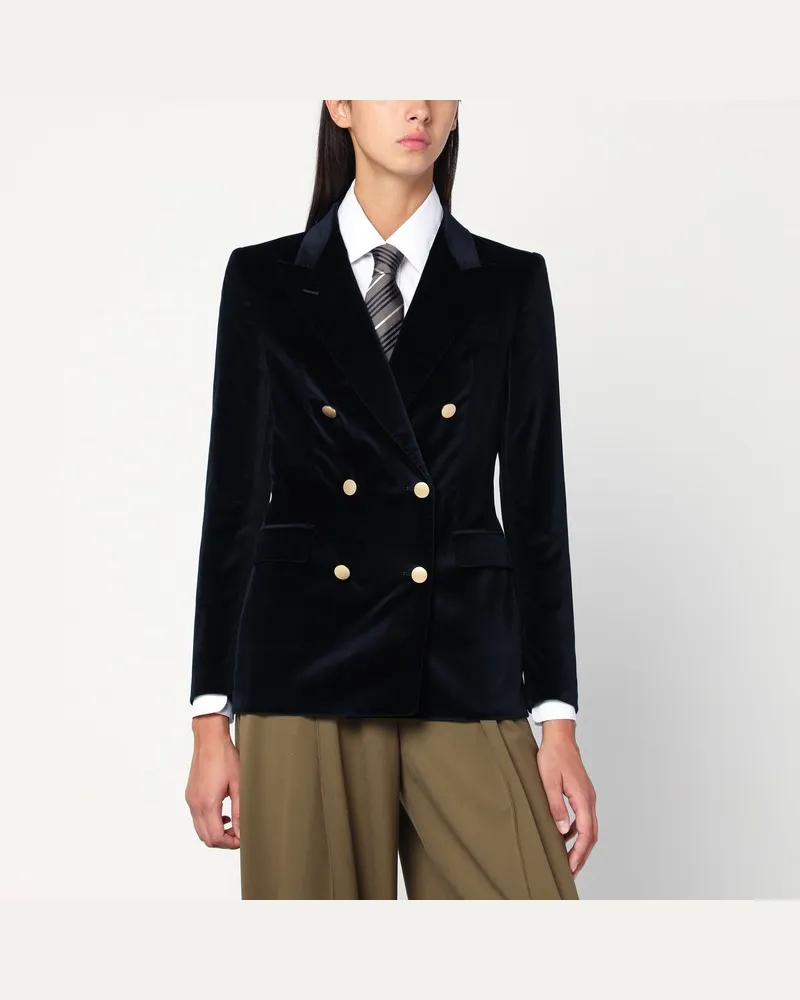 Tagliatore Blaue doppelreihige Jacke aus Samt Blau