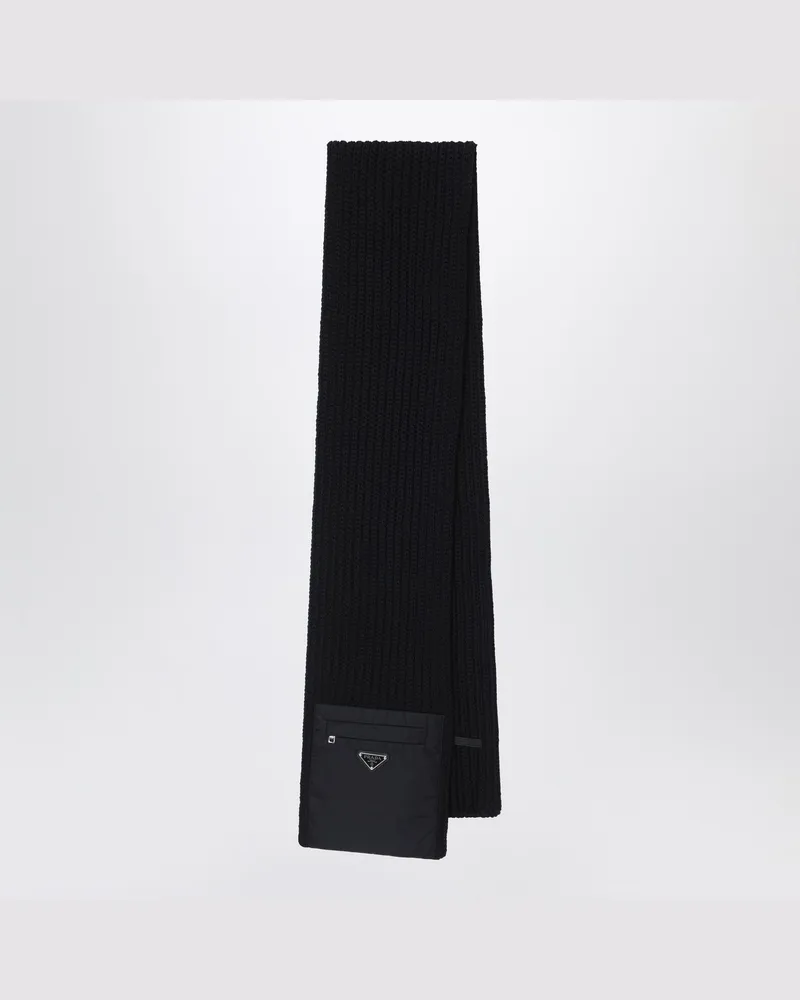 Prada Schwarzer Wollschal mit Re-Nylon-Tasche 