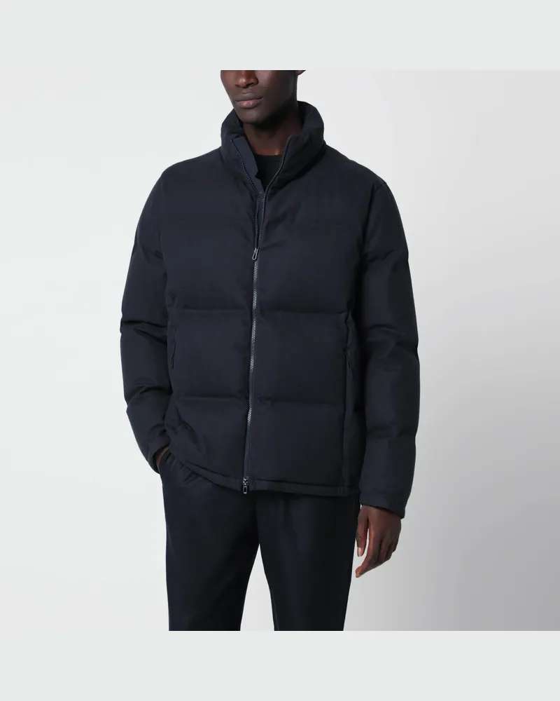 SEASE Marineblaue Tribeca Daunenjacke aus Baumwolle und Kaschmir Blue
