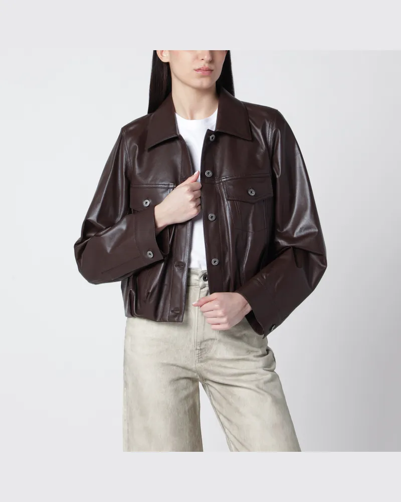 Loewe Braune Jacke aus Lammnappaleder Brown
