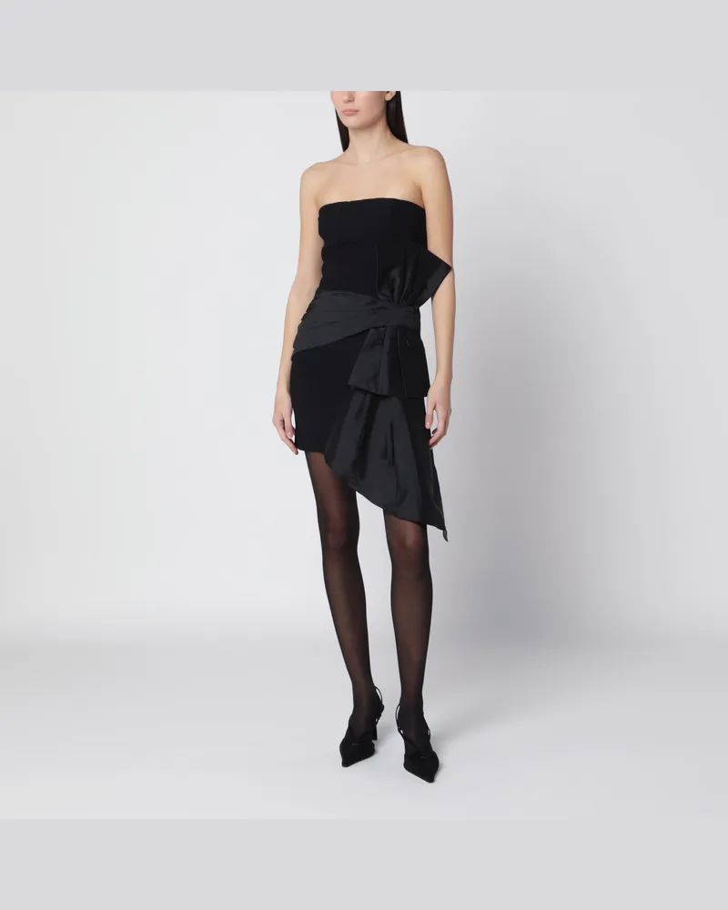 ROTATE Birger Christensen Schwarzes Bustier Bow Dress Minikleid Black