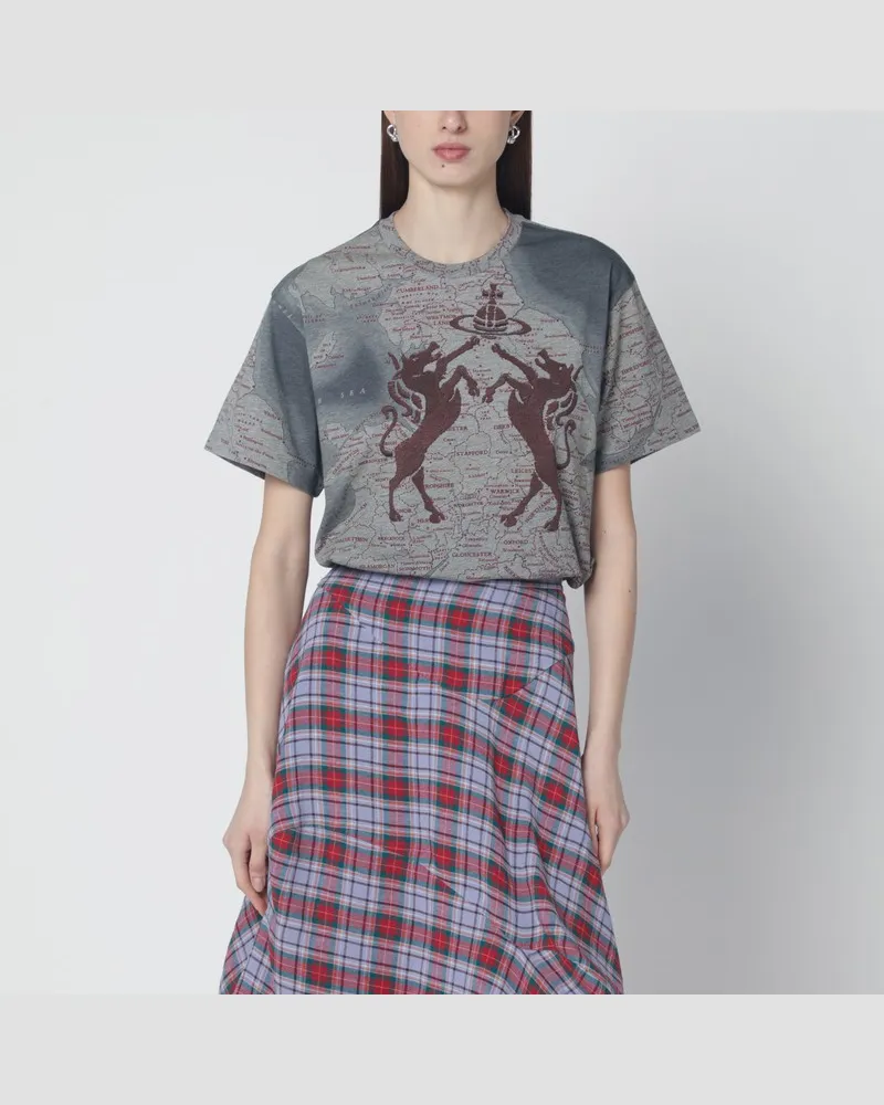 Vivienne Westwood Graumeliertes T-Shirt mit Logo-Print Grau