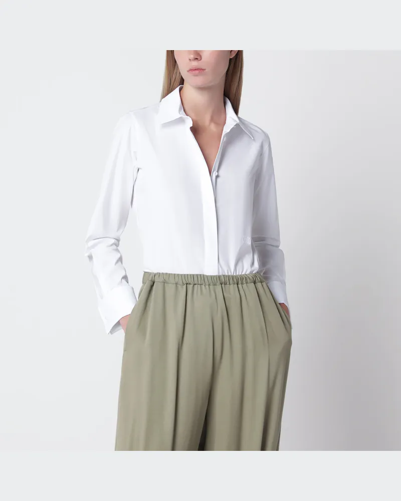 Max Mara Weißes Baumwollhemd mit Logo White