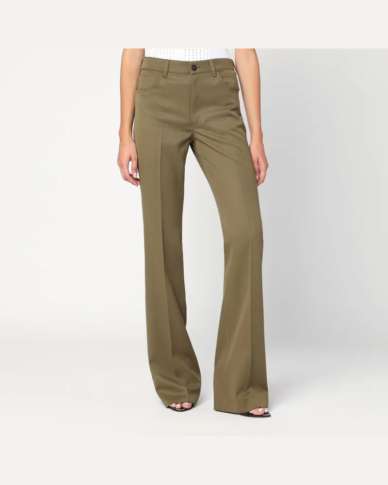 ATTICO Militärgrüne Hose aus Wollgabardine Green