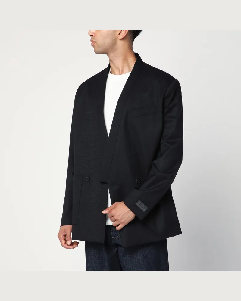 Kenzo Schwarze zweireihige Jacke aus Wolle Schwarz
