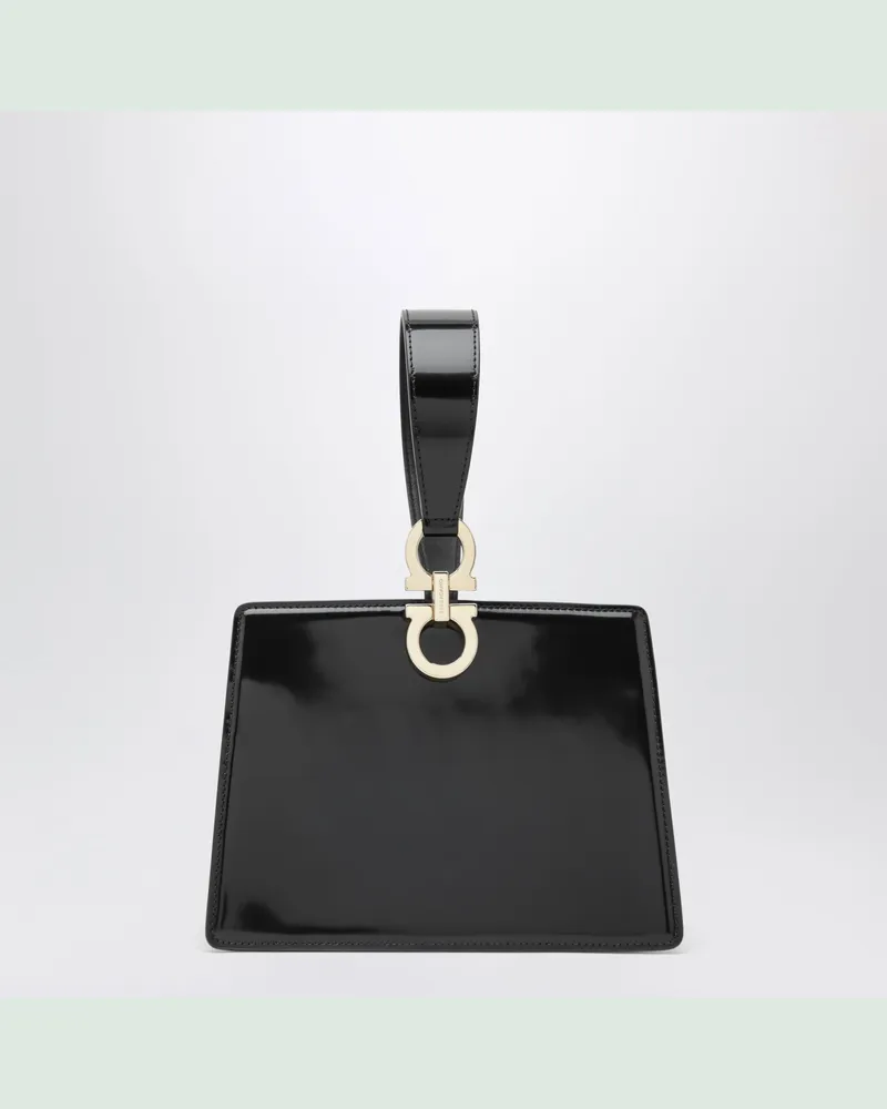 Ferragamo Schwarze Mini-Clutch mit doppeltem Gancini Black