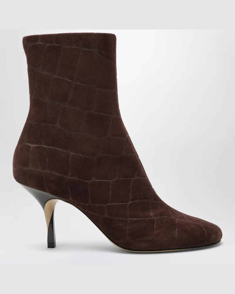 Jacquemus Brown ankle boots in crocodile-effect suede Brown