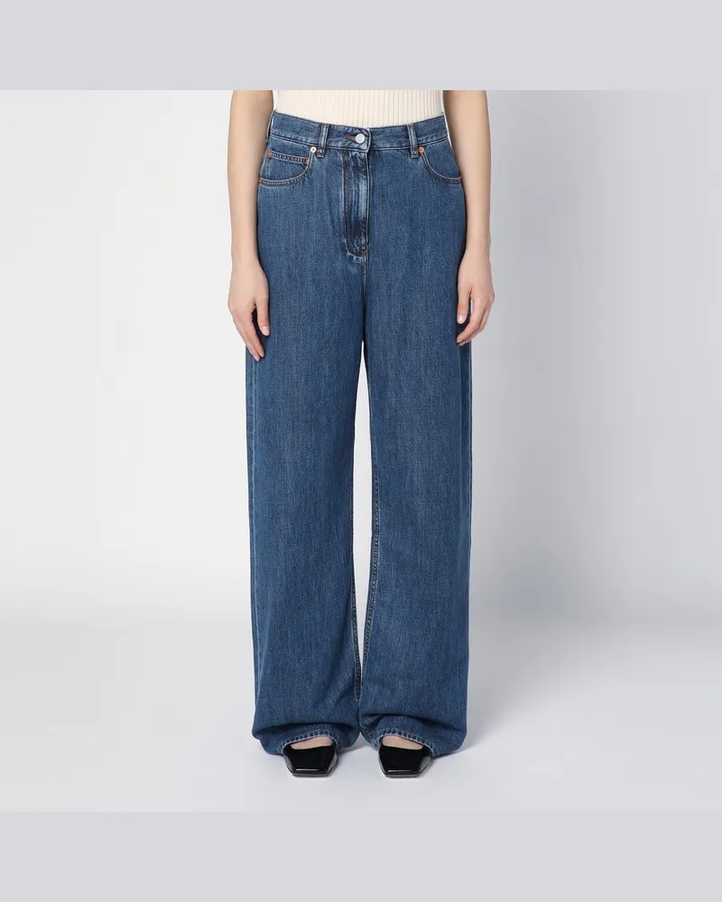 Valentino Garavani Blaue weite Denim-Jeans Blau