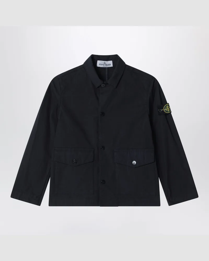 Stone Island Navyblaue Hemdjacke aus Baumwolle Blue