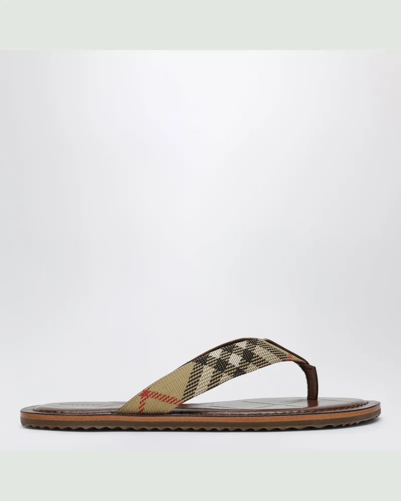 Burberry Sandalen Pavilion Check aus Nylon in Beige Yellow